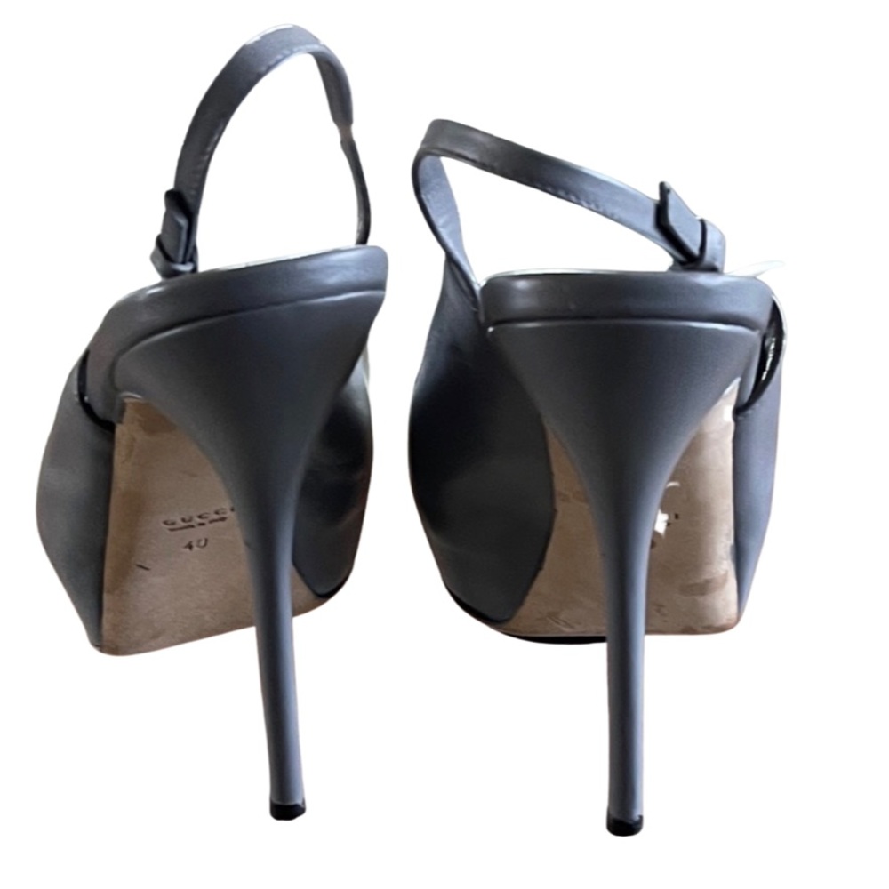 Gucci Peep Toe High Heels Shoes Grey Gray Neutral! - Picture 5 of 7
